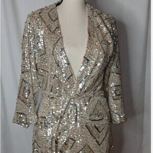 Skies Are Blue Sequin Jacket in Champagne